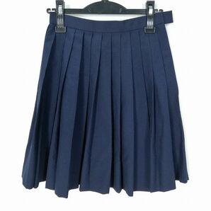 1円 スクールスカート 夏物 w63-丈48 紺 中学 高校 プリーツ 学生服 制服 女子 中古 HK6386の画像1