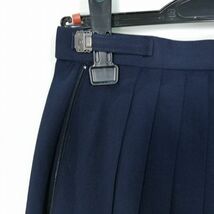 1円 スクールスカート 夏物 w60-丈57 紺 中学 高校 プリーツ 学生服 制服 女子 中古 HK6390_画像3