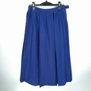 1円 スクールスカート 夏物 w69-丈75 花紺 中学 高校 プリーツ 学生服 制服 女子 中古 HK6609