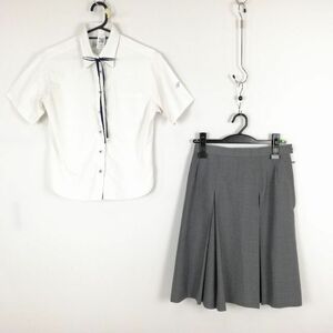 1円 ブラウス スカート 紐タイ 上下3点セット トンボ 夏物 女子 学生服 福岡ありあけ新世高校 白 制服 中古 ランクC EY4657