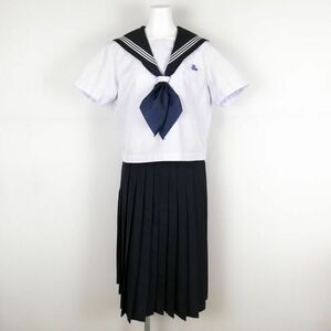 1 jpy sailor suit skirt scarf top and bottom 3 point set large size summer thing white 3ps.@ line woman school uniform middle . high school white uniform used rank C NA0434