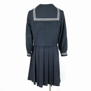 1円 セーラー服 スカート 上下3点セット MIYUKI 冬物 白3本線 女子 学生服 東京豊島岡女子学園中学高校 紺 制服 中古 ランクC NA1300の画像2