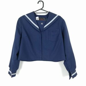 1円 セーラー服 上着 160 トンボ 冬物 グレー1本線 女子 学生服 鹿児島東谷山中学 花紺 制服 中古 ランクC NA1536