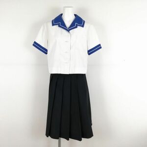 1円 セーラー服 スカート 上下2点セット 夏物 白1本線 女子 学生服 熊本錦ヶ丘中学 白 制服 中古 ランクC NA1225