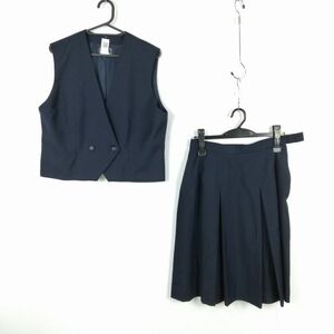 1 jpy the best skirt top and bottom 2 point set large size bust 106 summer thing woman school uniform Ibaraki . wave high school navy blue uniform used rank :C EY1363