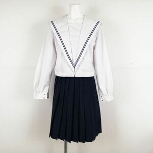 1 jpy sailor suit skirt top and bottom 2 point set interim clothes blue 2 ps line woman school uniform middle . high school white uniform used rank C NA1696