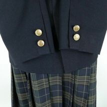 1円 ブレザー チェックスカート リボン 上下4点セット LL 大きいサイズ 冬物 女子 学生服 兵庫西宮南高校 紺 制服 中古 ランクC NA1965_画像3