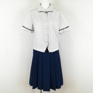 1円 ブラウス スカート 上下2点セット L 夏物 女子 学生服 中学 高校 白 制服 中古 ランクC NA1465