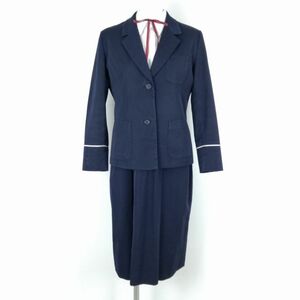 1 jpy blaser jumper skirt ribbon top and bottom 4 point set winter thing woman school uniform Kochi earth . middle . high school navy blue uniform used rank C NA2022