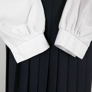 1円 セーラー服 スカート 上下2点セット 大きいサイズ 中間服 青2本線 女子 学生服 愛媛今治西高校 白 制服 中古 ランクC NA2125の画像4