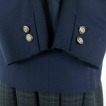 1円 ブレザー チェックスカート 紐タイ 上下4点セット 冬物 女子 学生服 中学 高校 紺 制服 中古 ランクC NA1496_画像3