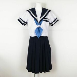 1 jpy sailor suit skirt scarf top and bottom 3 point set summer thing white 3ps.@ line woman school uniform Osaka .. woman high school white uniform used rank B NA1491