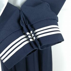 1円 セーラー服 ジャンパースカート 上下3点セット 大きいサイズ 特大 富士ヨット 冬物 白3本線 中学 高校 紺 中古 ランクB NA1352の画像4