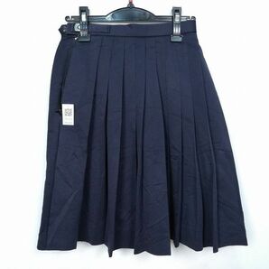 1円 スクールスカート 夏物 w63-丈54 紺 中学 高校 プリーツ 学生服 制服 女子 中古 HK6644の画像2