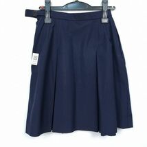 1円 スクールスカート 夏物 w60-丈50 紺 中学 高校 プリーツ 学生服 制服 女子 中古 HK6747_画像2