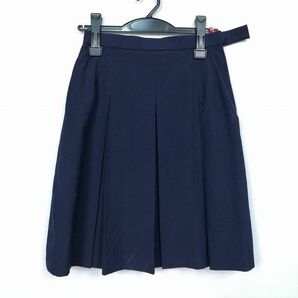 1円 スクールスカート 夏物 w63-丈52 紺 中学 高校 プリーツ 学生服 制服 女子 中古 HK6718の画像1