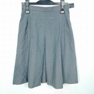 1円 スクールスカート 夏物 w66-丈58 グレー 埼玉朝霞西高校 プリーツ 学生服 制服 女子 中古 HK6757