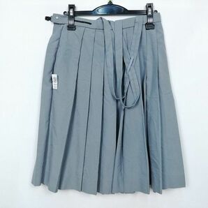 1円 スクールスカート 夏物 w69-丈58 グレー 中学 高校 プリーツ 学生服 制服 女子 中古 HK6689の画像2