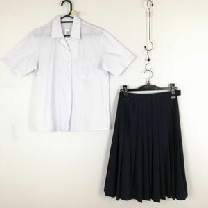 1円 ブラウス スカート 上下2点セット S 夏物 女子 学生服 中学 高校 白 制服 中古 ランク:C EY4658