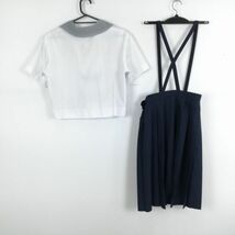 1円 セーラー服 スカート 紐タイ 上下3点セット 夏物 女子 学生服 中学 高校 白 制服 中古 ランク:C EY3162_画像2