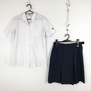 1円 ブラウス スカート 上下2点セット 大きいサイズ カンコー 夏物 女子 学生服 中学 高校 白 制服 中古 ランク:C EY4661