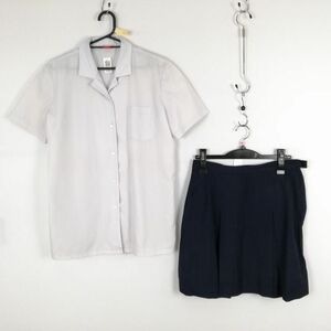 1円 ブラウス ミニスカート 上下2点セット 165 カンコー 夏物 女子 学生服 中学 高校 白 制服 中古 ランク:C EY4705