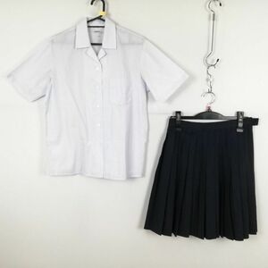 1 jpy blouse skirt top and bottom 2 point set M large size summer thing woman school uniform middle . high school white uniform used rank :C EY4683