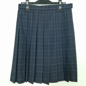 1円 スクールスカート 冬物 w69-丈56 チェック 中学 高校 プリーツ 学生服 制服 女子 中古 IN5775