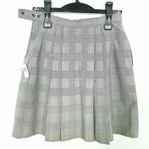 1円 スクールスカート 夏物 w66-丈45 チェック 中学 高校 ミニ丈 プリーツ 学生服 制服 女子 中古 IN5807_画像2