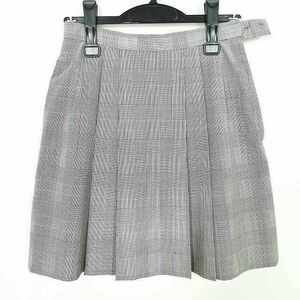 1円 スクールスカート 夏物 w66-丈45 チェック 中学 高校 ミニ丈 プリーツ 学生服 制服 女子 中古 IN5807