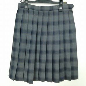 1円 スクールスカート 冬物 w69-丈54 チェック 中学 高校 プリーツ 学生服 制服 女子 中古 IN5866の画像1