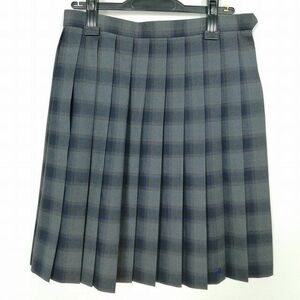 1円 スクールスカート 冬物 w69-丈54 チェック 中学 高校 プリーツ 学生服 制服 女子 中古 IN5866