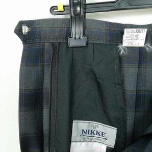 1円 スクールスカート 冬物 w69-丈54 チェック 中学 高校 プリーツ 学生服 制服 女子 中古 IN5866の画像4