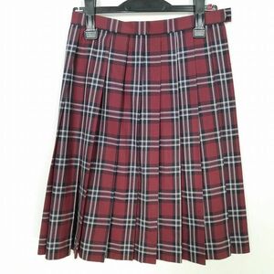 1円 スクールスカート 冬物 w63-丈56 チェック 中学 高校 プリーツ 学生服 制服 女子 中古 IN5859