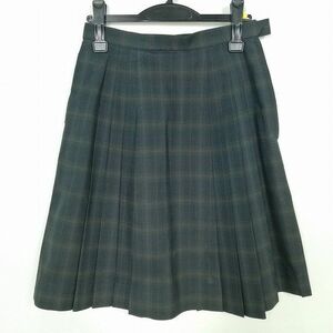 1円 スクールスカート 夏物 w69-丈56 チェック 中学 高校 プリーツ 学生服 制服 女子 中古 IN5817