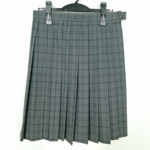 1円 スクールスカート 大きいサイズ 夏物 w72-丈57 チェック 中学 高校 プリーツ 学生服 制服 女子 中古 IN5876