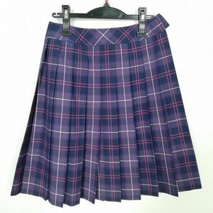 1円 スクールスカート 夏物 w63-丈55 チェック 中学 高校 プリーツ 学生服 制服 女子 中古 IN5886