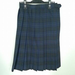 1円 スクールスカート 冬物 w60-丈64 チェック 埼玉所沢東中学 プリーツ 学生服 制服 女子 中古 IN5738