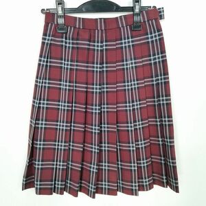 1円 スクールスカート 夏物 w58-丈52 チェック 中学 高校 プリーツ 学生服 制服 女子 中古 IN5739