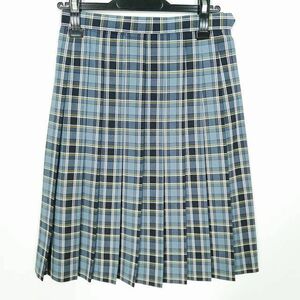 1円 スクールスカート 夏物 w60-丈56 チェック 中学 高校 プリーツ 学生服 制服 女子 中古 IN5740