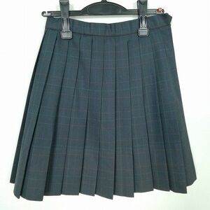 1円 スクールスカート 冬物 w58-丈47 チェック 中学 高校 プリーツ 学生服 制服 女子 中古 IN5731