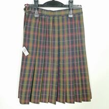 1円 スクールスカート 冬物 w63-丈56 チェック 中学 高校 プリーツ 学生服 制服 女子 中古 IN5768_画像2