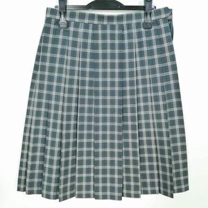 1円 スクールスカート 大きいサイズ 夏物 w75-丈61 チェック 中学 高校 プリーツ 学生服 制服 女子 中古 IN5755