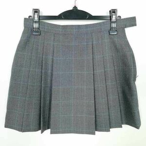 1 jpy school skirt large size winter thing w72- height 38 check middle . high school micro Mini pleat school uniform uniform woman used IN5761