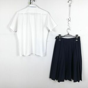 1円 ブラウス スカート 紐タイ 上下3点セット 大きいサイズ 夏物 女子 学生服 中学 高校 白 制服 中古 ランク:B EY4729の画像2