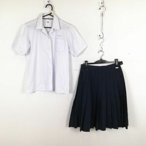 1円 ブラウス スカート 上下2点セット L 夏物 女子 学生服 宮崎赤江中学 白 制服 中古 ランク:C EY4670