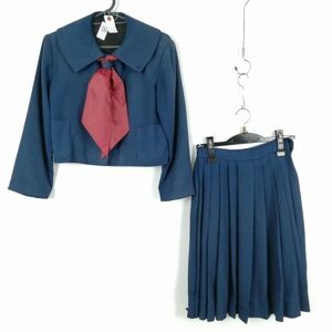 1円 セーラー服 スカート スカーフ 上下3点セット 指定 冬物 女子 学生服 中学 高校 花紺 制服 中古 ランク:C EY9658