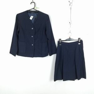 1円 イートン スカート 上下2点セット 冬物 女子 学生服 中学 高校 紺 制服 中古 ランク:C EY4703