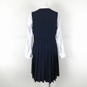 1円 ジャンパースカート 紐タイ 160AS バスト88 ウエスト78 冬物 女子 学生服 中学 高校 紺 制服 中古 ランクC NA1019の画像2