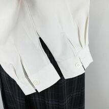 1円 セーラー服 チェックスカート スカーフ 上下3点セット L トンボ 中間服 赤1本線 女子 学生服 中学 高校 白 制服 中古 ランクC NA1430_画像4